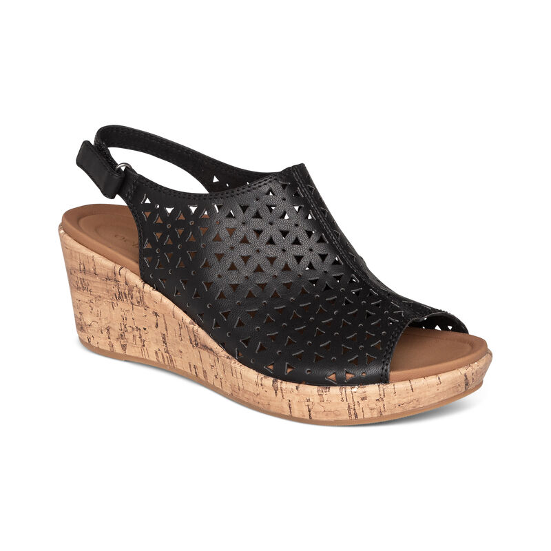 Aetrex Womens Cassidy Wedges Black - xEzXL1jyI